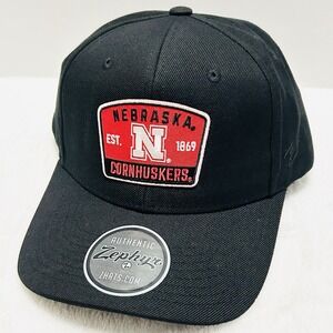 Zephyr Nebraska Cornhuskers Logo Patch Hat Cap Adjustable Snapback Black NCAA‎